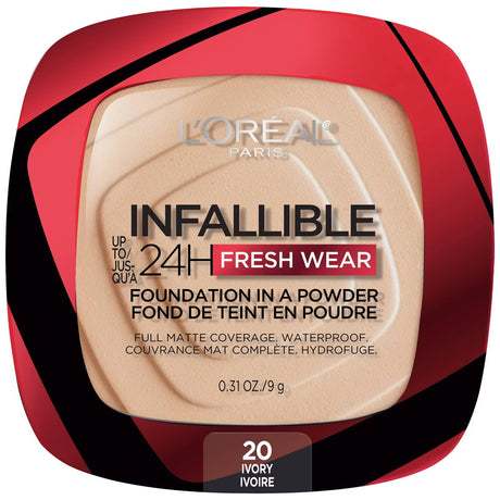 L'ORÉAL PARIS Infallible Up to 24H Fresh Wear Foundation in a Powder, matte finish, 020 Ivory, 0.31 oz-071249627754-LR-342408-1-LR eShop