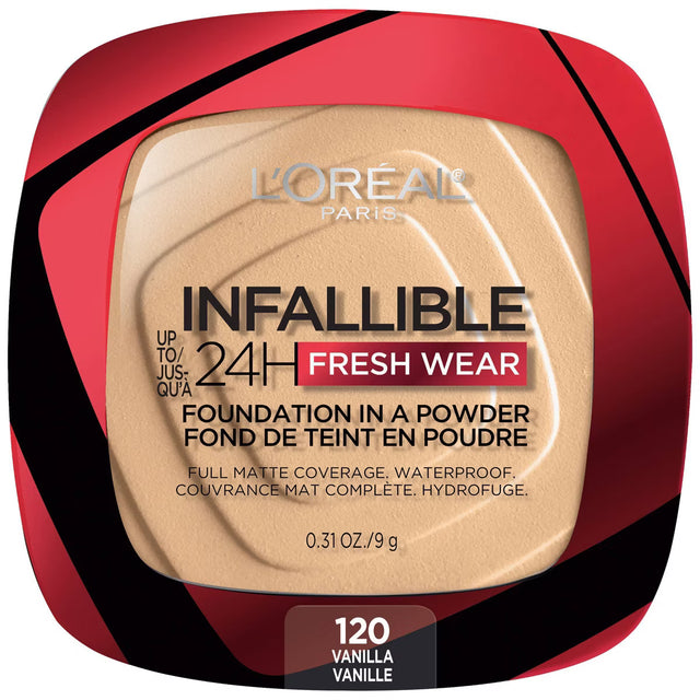 L'ORÉAL PARIS Infallible Up to 24H Fresh Wear Foundation in a Powder, matte finish, 120 Vanilla, 0.31 oz.-071249627792-LR-338304-1-LR eShop