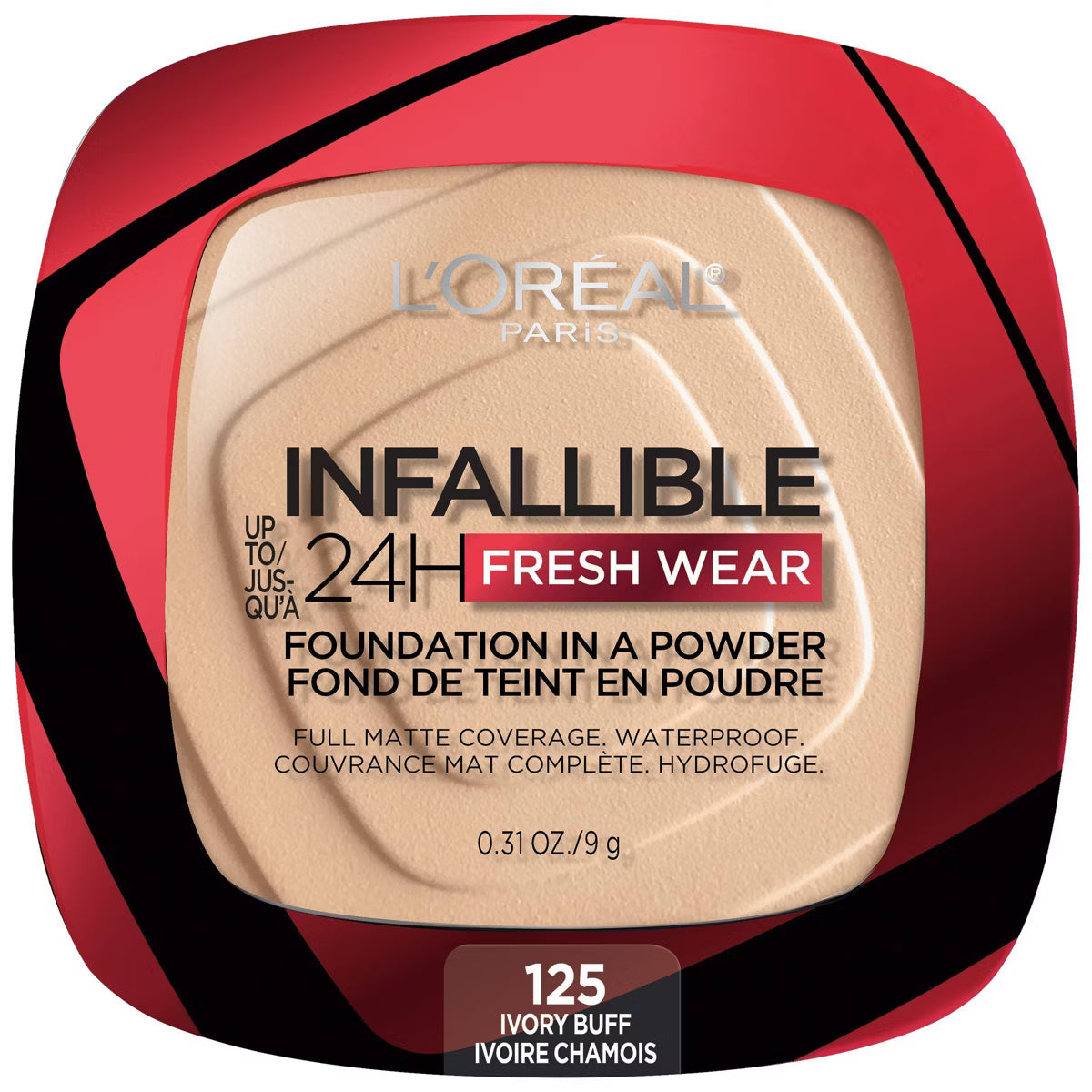 L'ORÉAL PARIS Infallible Up to 24H Fresh Wear Foundation in a Powder, matte finish, 125 Ivory Buff, 0.31 oz.-071249627785-LR-338296-1-LR eShop