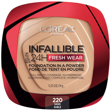 L'ORÉAL PARIS Infallible Up to 24H Fresh Wear Foundation in a Powder, matte finish, 220 Sand, 0.31 oz.-071249627815-LR-338302-1-LR eShop