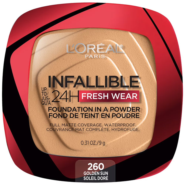 L'ORÉAL PARIS Infallible Up to 24H Fresh Wear Foundation in a Powder, matte finish, 260 Golden Sun, 0.31 oz-071249627846-LR-342407-1-LR eShop