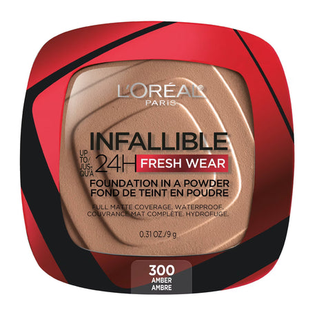 L'ORÉAL PARIS Infallible Up to 24H Fresh Wear Foundation in a Powder, matte finish, 300 Amber, 0.31 oz-071249651346-LR-342402-1-LR eShop