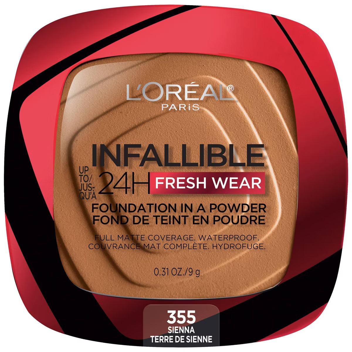L'ORÉAL PARIS Infallible Up to 24H Fresh Wear Foundation in a Powder, matte finish, 355 Sienna, 0.31 oz-071249627860-LR-342409-1-LR eShop
