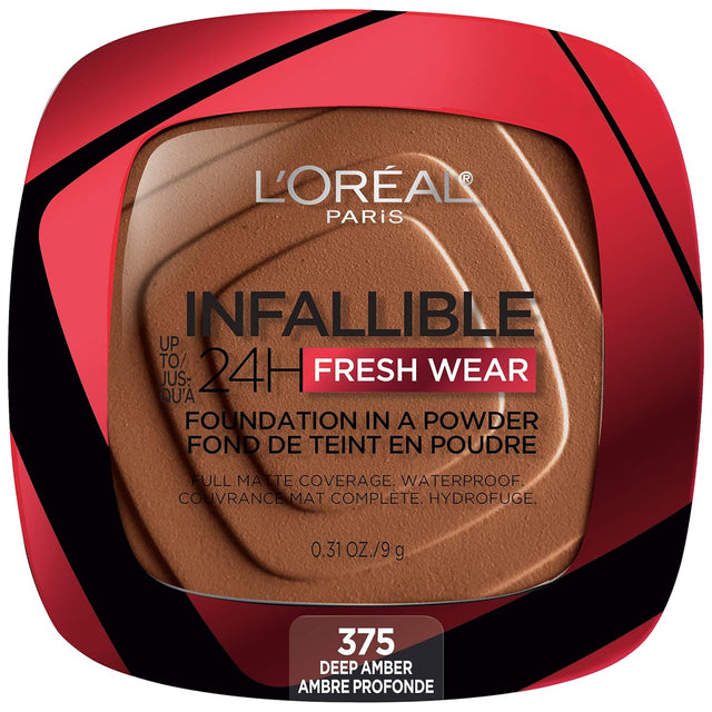 L'ORÉAL PARIS Infallible Up to 24H Fresh Wear Foundation in a Powder, matte finish, 375 Deep Amber, 0.31 oz-071249627884-LR-342406-1-LR eShop
