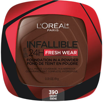 L'ORÉAL PARIS Infallible Up to 24H Fresh Wear Foundation in a Powder, matte finish, 390 Ebony, 0.31 oz-071249651360-LR-342404-1-LR eShop