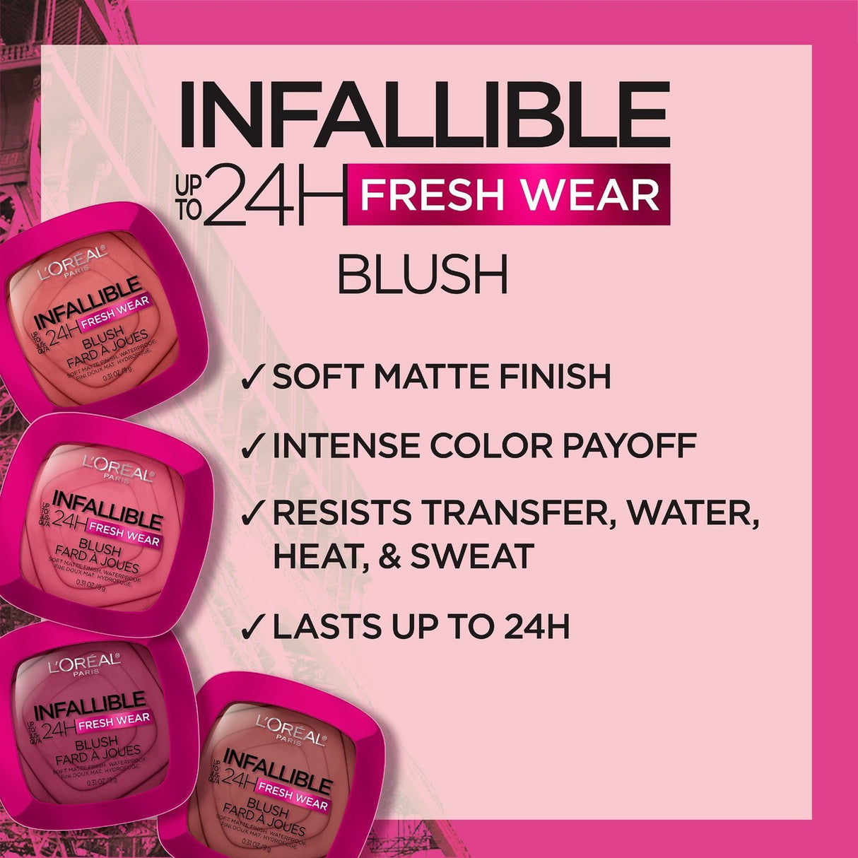 L'ORÉAL PARIS Infallible Up to 24H Fresh Wear Soft Matte Blush, 005 Fearless Coral, 0.31 oz-071249674666-LR-349415-4-LR eShop