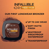 L'ORÉAL PARIS Infallible Up to 24H Fresh Wear Soft Matte Bronzer, 200 Fair, 0.31 oz-071249664155-LR-345571-3-LR eShop