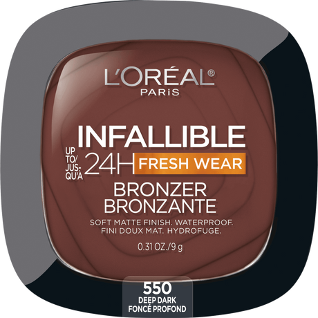 L'ORÉAL PARIS Infallible Up to 24H Fresh Wear Soft Matte Bronzer, 550 Deep Dark, 0.31 oz-071249664223-LR-345570-1-LR eShop