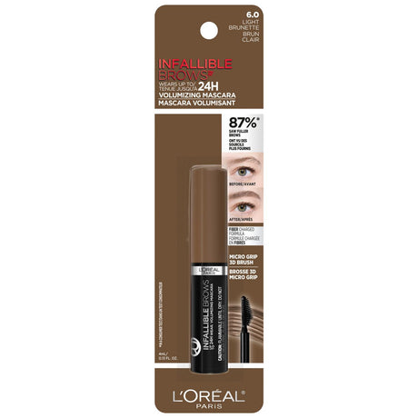 L'ORÉAL PARIS Infallible Volumizing 24H Wear Brow Mascara, 006 Light Brunette, 0.13 fl oz-071249675854-LR-349412-1-LR eShop