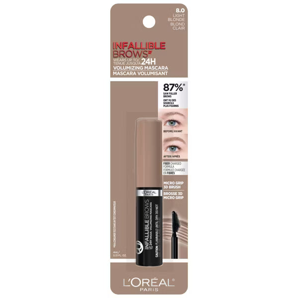 L'ORÉAL PARIS Infallible Volumizing 24H Wear Brow Mascara, 008 Light Blonde, 0.13 fl oz-071249675823-LR-349409-1-LR eShop