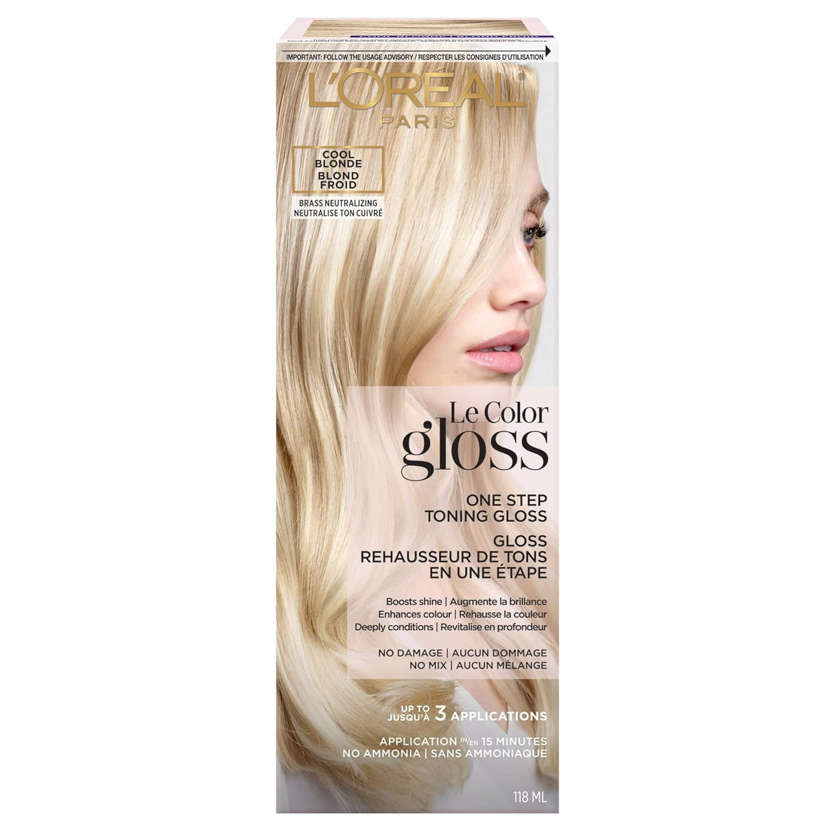 L'ORÉAL PARIS Le Color One Step Toning Hair Gloss - Cool Blonde, 4 oz-071249409770-LR-361830-1-LR eShop