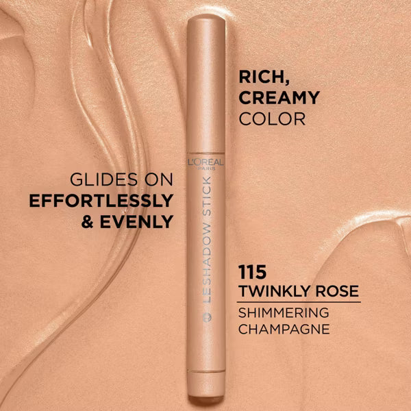 L'ORÉAL PARIS Le Shadow Stick Blendable Cream Eyeshadow Stick, 115 Twinkly Rose, 0.049 oz-071249689325-LR-354593-5-LR eShop