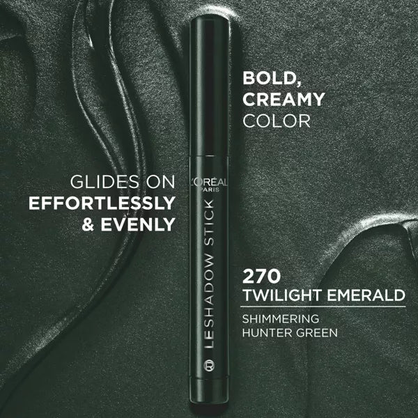 L'ORÉAL PARIS Le Shadow Stick Blendable Cream Eyeshadow Stick, 270 Twilight Emerald, 0.049 oz-071249700259-LR-358159-3-LR eShop