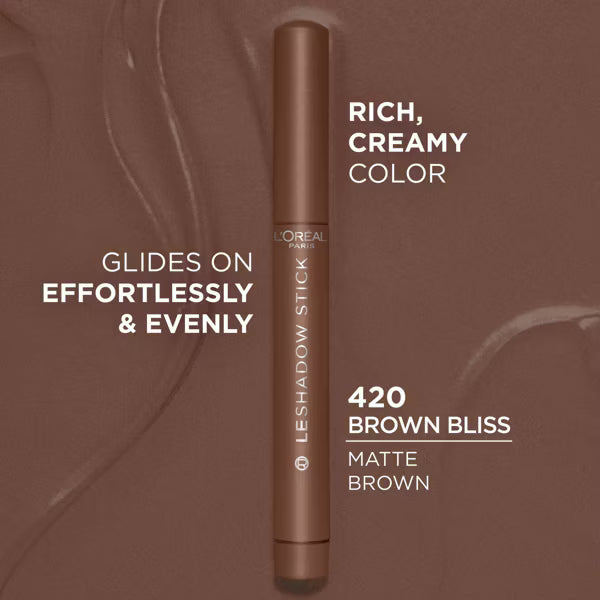 L'ORÉAL PARIS Le Shadow Stick Blendable Cream Eyeshadow Stick, 420 Brown Bliss, 0.049 oz-071249689387-LR-354600-5-LR eShop