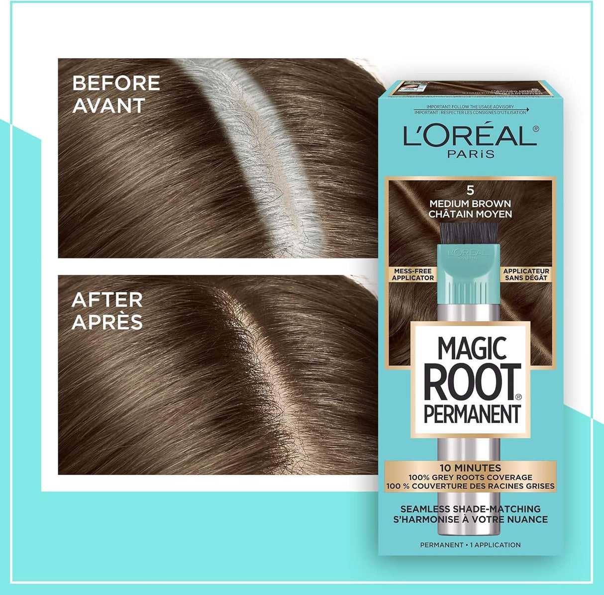 L'ORÉAL PARIS Magic Root Rescue 10 Minute Root Hair Coloring Kit, 5 Medium Brown-071249164457-LR-251867-3-LR eShop
