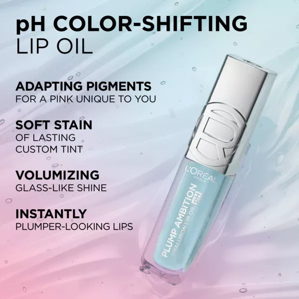 L'ORÉAL PARIS Plump Ambition Hyaluron pH Lip Oil Plumping Lip Gloss, ph Berry Noir, 0.16 fl oz-071249701348-LR-358188-5-LR eShop
