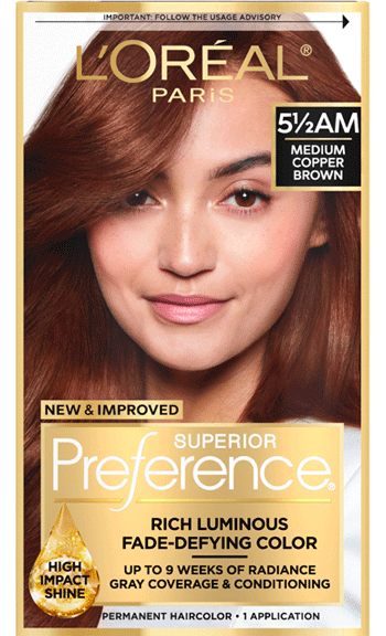 L'ORÉAL PARIS Superior Preference Fade-Defying Color + Shine System - 5.5AM Medium Amber Copper Brown-071249253397-LR-361741-1-LR eShop
