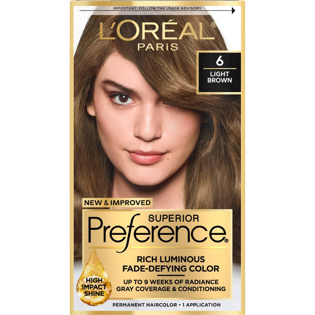 L'ORÉAL PARIS Superior Preference Permanent Hair Color, 6 Light Brown, 6.5 fl. oz.-071249253106-LR-224031-1-LR eShop