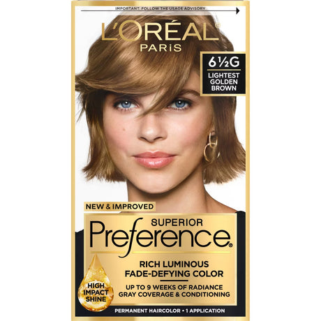 L'ORÉAL PARIS Superior Preference Permanent Hair Color, 6.5G Lightest Golden Brown, 6.5 fl. oz.-071249253137-LR-224033-1-LR eShop