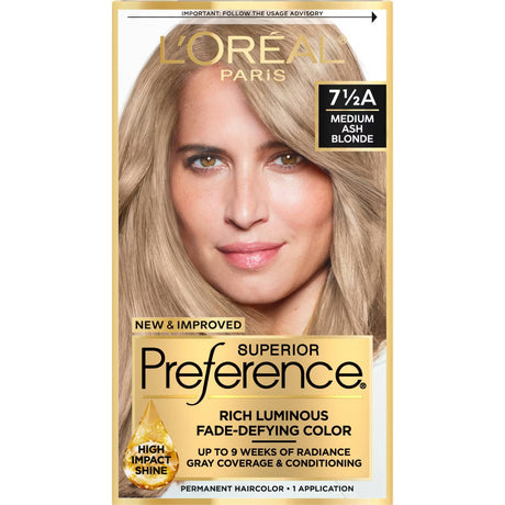L'ORÉAL PARIS Superior Preference Permanent Hair Color, 7.5A Medium Ash Blonde, 6.5 fl. oz.-071249253182-LR-224022-1-LR eShop