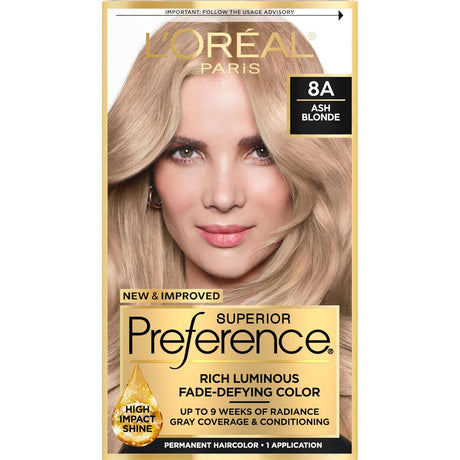 L'ORÉAL PARIS Superior Preference Permanent Hair Color, 8A Ash Blonde, 6.5 fl. oz.-071249253205-LR-224082-1-LR eShop