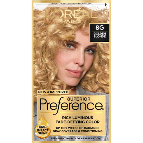 L'ORÉAL PARIS Superior Preference Permanent Hair Color, 8G Golden Blonde, 6.5 fl. oz.-071249253229-LR-224024-1-LR eShop