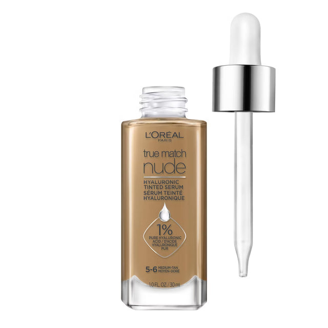 L'ORÉAL PARIS True Match Hyaluronic Tinted Serum Foundation Skincare Hybrid, 5-6 Medium-Tan, 1 fl oz-071249635957-LR-340454-1-LR eShop