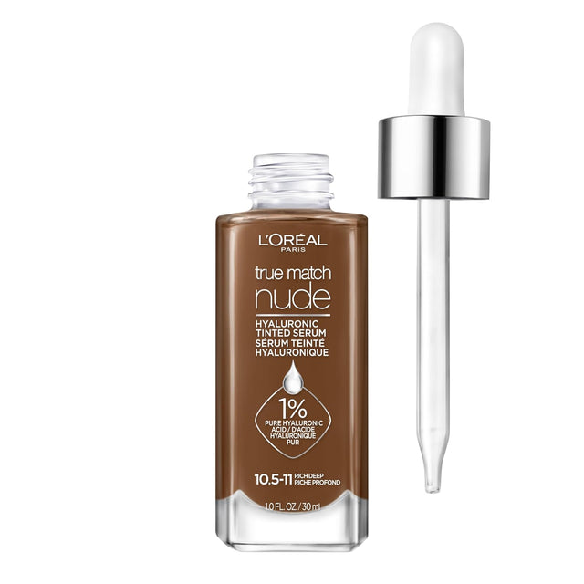 L'ORÉAL PARIS True Match Hyaluronic Tinted Serum Foundation Skincare Hybrid, 10.5-11 Rich Deep, 1 fl oz-071249647059-LR-340455-1-LR eShop