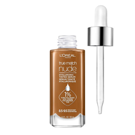 L'ORÉAL PARIS True Match Hyaluronic Tinted Serum Foundation Skincare Hybrid, 8.5-9.5 Medium Deep, 1 fl oz-071249648889-LR-342437-1-LR eShop
