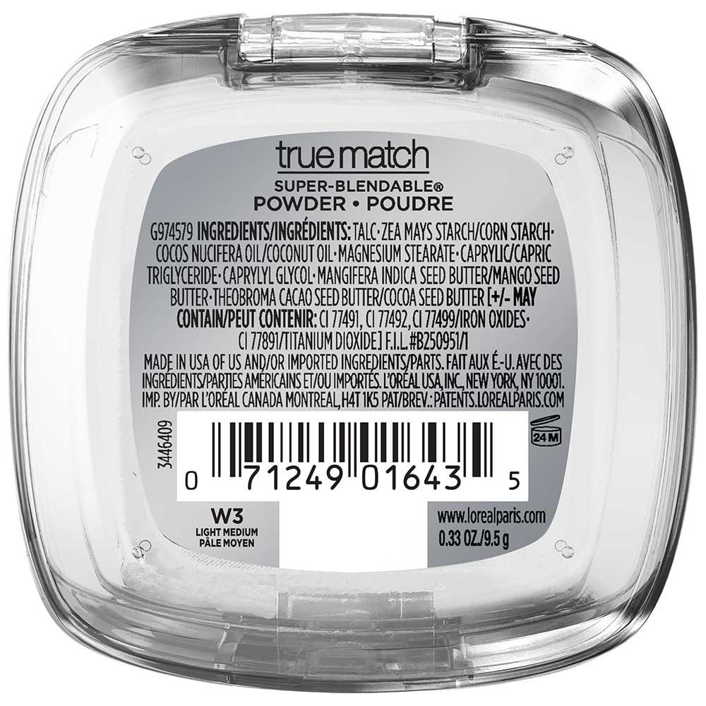 L'ORÉAL PARIS True Match Super-Blendable Oil Free Makeup Powder, W3 Light Medium, 0.33 oz.-071249016435-LR-167890-7-LR eShop