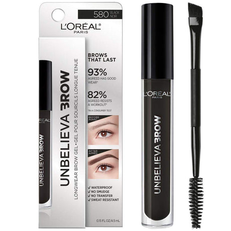 L'ORÉAL PARIS Unbelieva-Brow Longwear Waterproof Tinted Brow Gel, 580 Black, 0.15 fl. oz.-071249385074-LR-327204-1-LR eShop