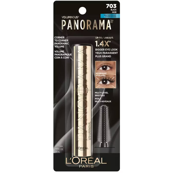 L'ORÉAL PARIS Voluminous Panorama Volumizing and Lengthening Waterproof Mascara, 703 Black Waterproof, 0.33 fl oz-071249681008-LR-351845-3-LR eShop