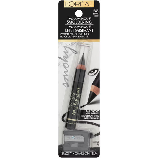 L'ORÉAL PARIS Voluminous Smoldering Eyeliner with Custom Sharpener, 645 Black, 0.087 oz.-071249207000-LR-220747-1-LR eShop