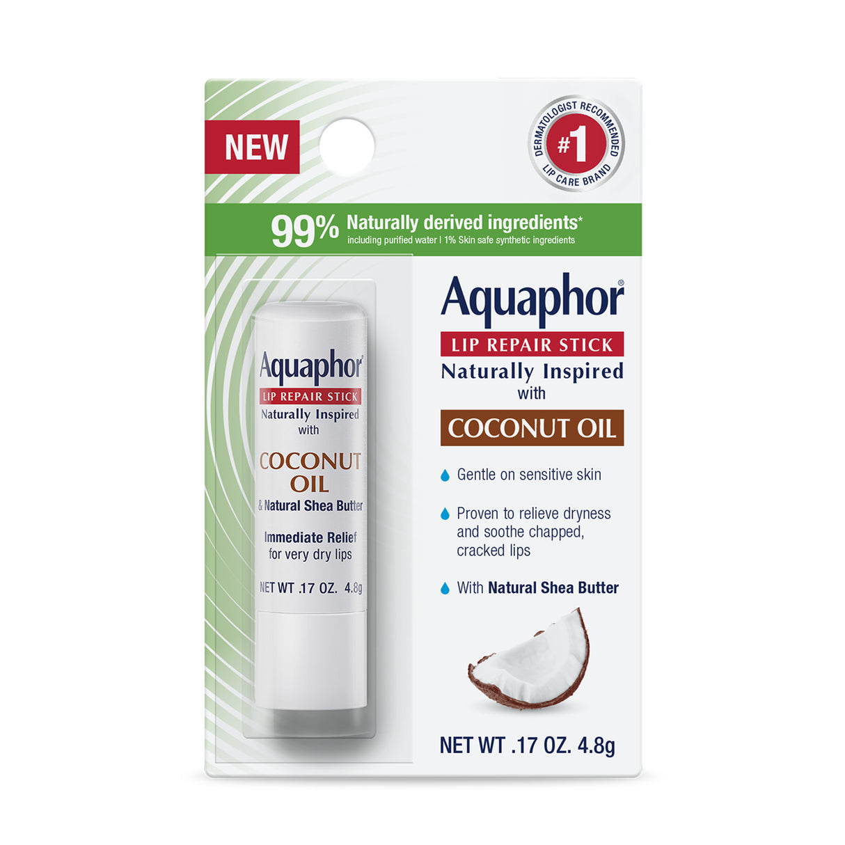 Aquaphor Lip Naturally Inspired Coconut Oil Lip Repair Stick - .17oz