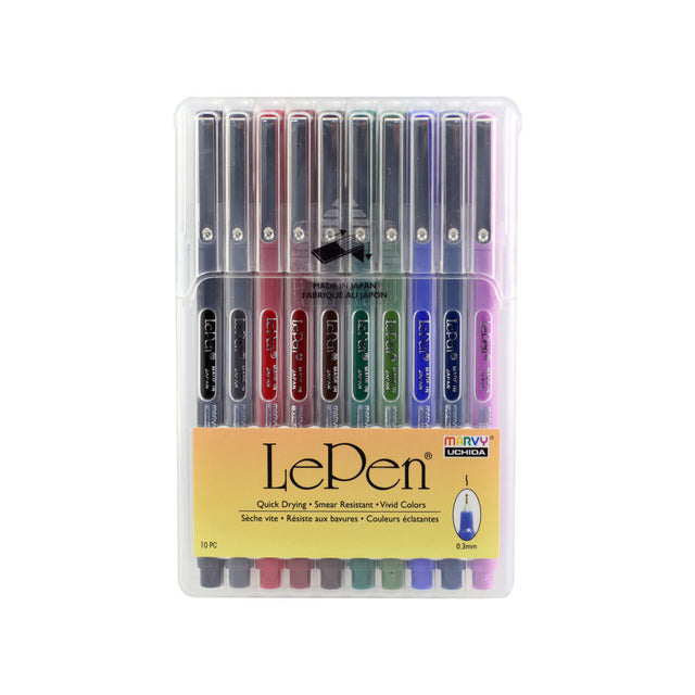 Marvy Uchida LePen Micro-Fine Point Pen Set - Dark Colors, 10 pieces-028617437774-LR-344418-1-LR eShop