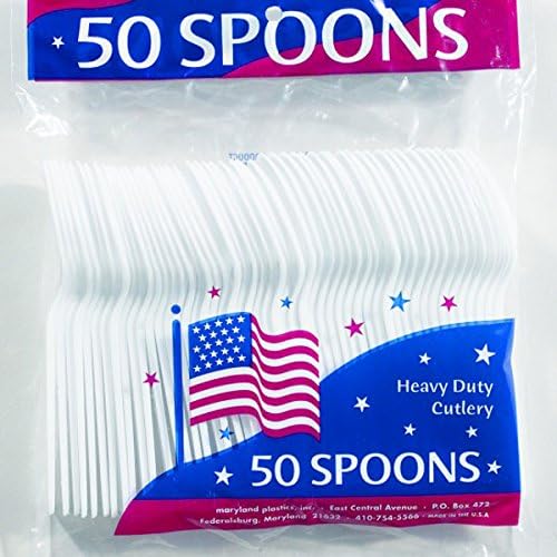 Maryland Plastics Heavy Duty White Plastic Spoons, 50 count-073954025023-LR-229295-1-LR eShop