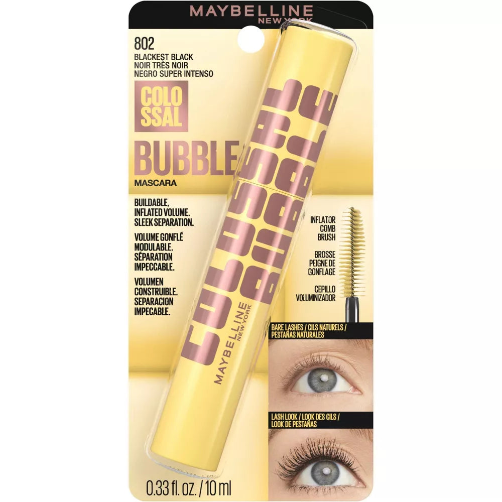 MAYBELLINE New York Colossal Bubble Washable Mascara, 802 Blackest Black, 0.33 oz-041554096071-LR-358205-3-LR eShop