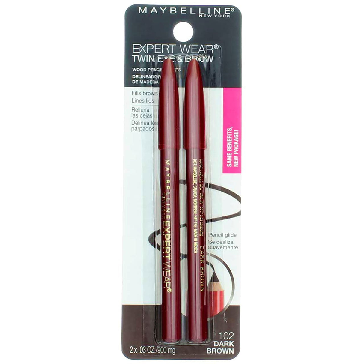 MAYBELLINE New York Expert Wear Twin Brow & Eye Wood Pencil, 102 Dark Brown, 2 count-041554530254-LR-87528-3-LR eShop