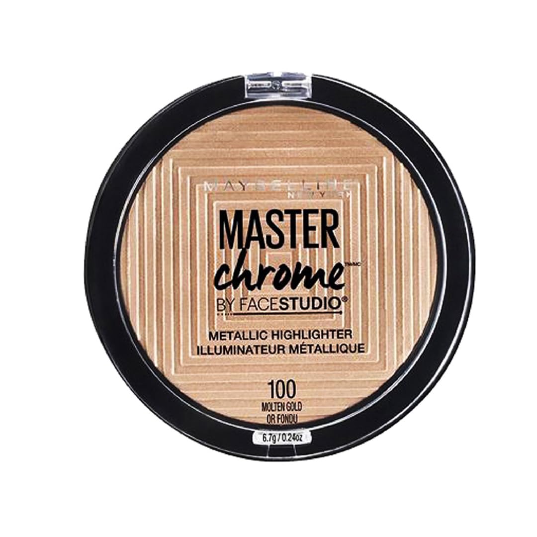 MAYBELLINE New York Facestudio Master Chrome Metallic Highlighter Makeup, 100 Molten Gold, 0.24 oz-041554538281-LR-315292-1-LR eShop