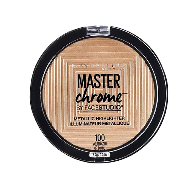 MAYBELLINE New York Facestudio Master Chrome Metallic Highlighter Makeup, 100 Molten Gold, 0.24 oz-041554538281-LR-315292-1-LR eShop