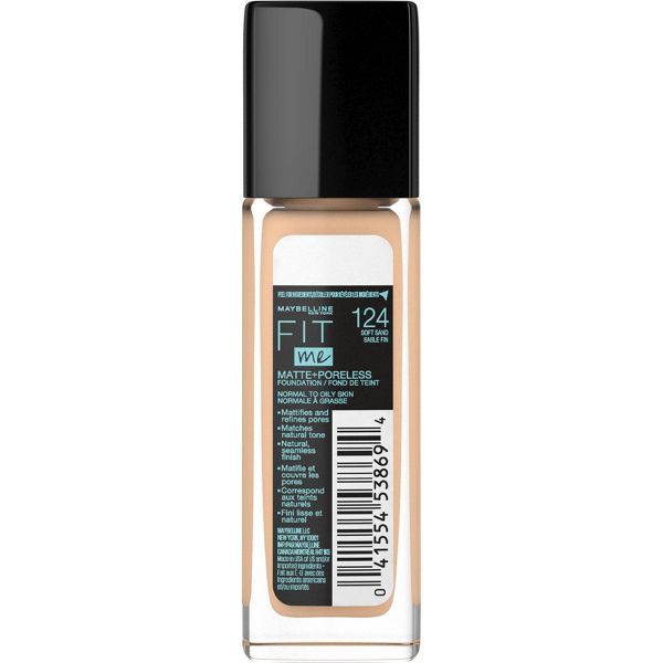 MAYBELLINE New York Fit Me Matte + Poreless Oil Free Liquid Foundation - 124 Soft Sand, 1 fl oz-041554538694-LR-100063-9-LR eShop