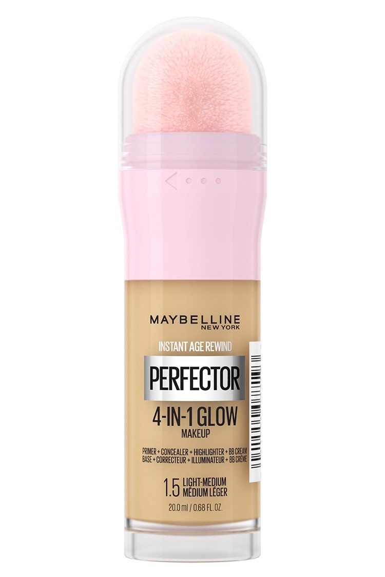 MAYBELLINE New York Instant Age Rewind Perfector 4-In-1 Glow Makeup, 1.5 Light Medium, 0.68 oz-041554077193-LR-345588-1-LR eShop
