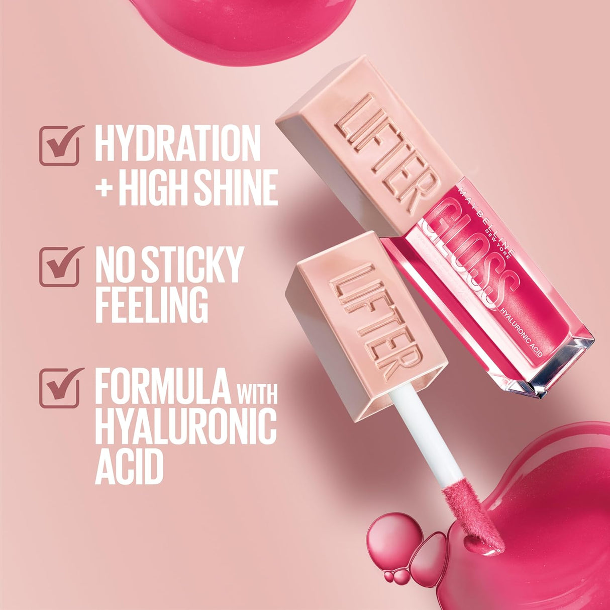 MAYBELLINE New York Lifter Gloss Lip Gloss Makeup With Hyaluronic Acid, 022 Peach Ring, 0.18 fl. oz.-041554085419-LR-349612-4-LR eShop