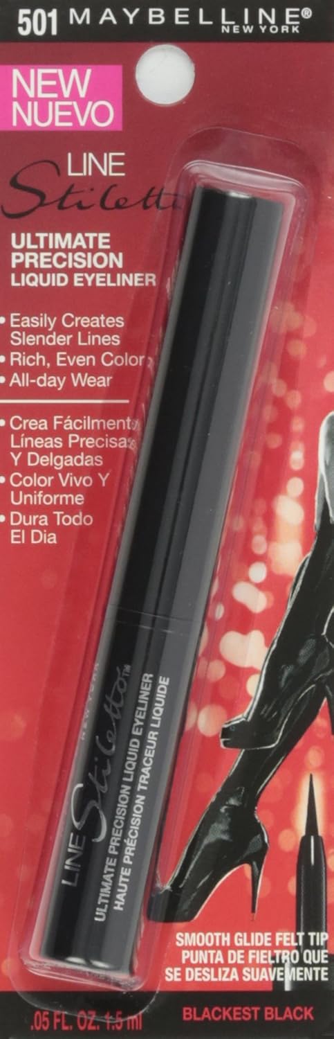 MAYBELLINE New York Line Stiletto Ultimate Precision Liquid Eyeliner, 501 Blackest Black, 0.05 oz-041554209440-LR-202727-1-LR eShop