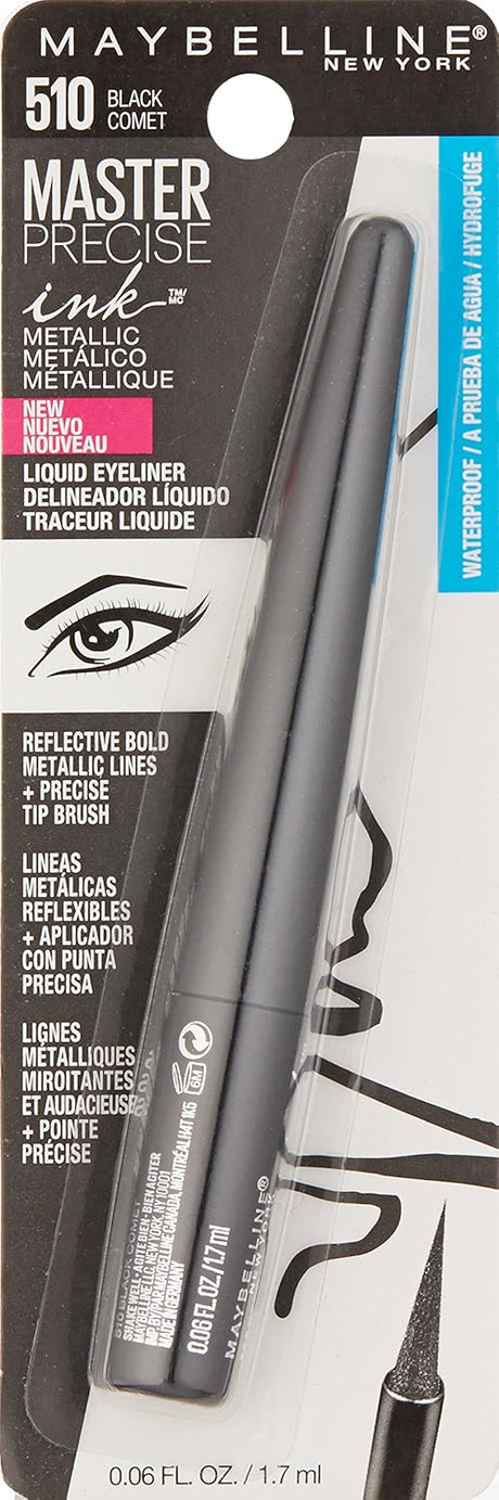 MAYBELLINE New York Master Precise Ink Metallic Liquid Eyeliner, 510 Black Comet, 0.06 oz-041554541915-LR-315251-1-LR eShop