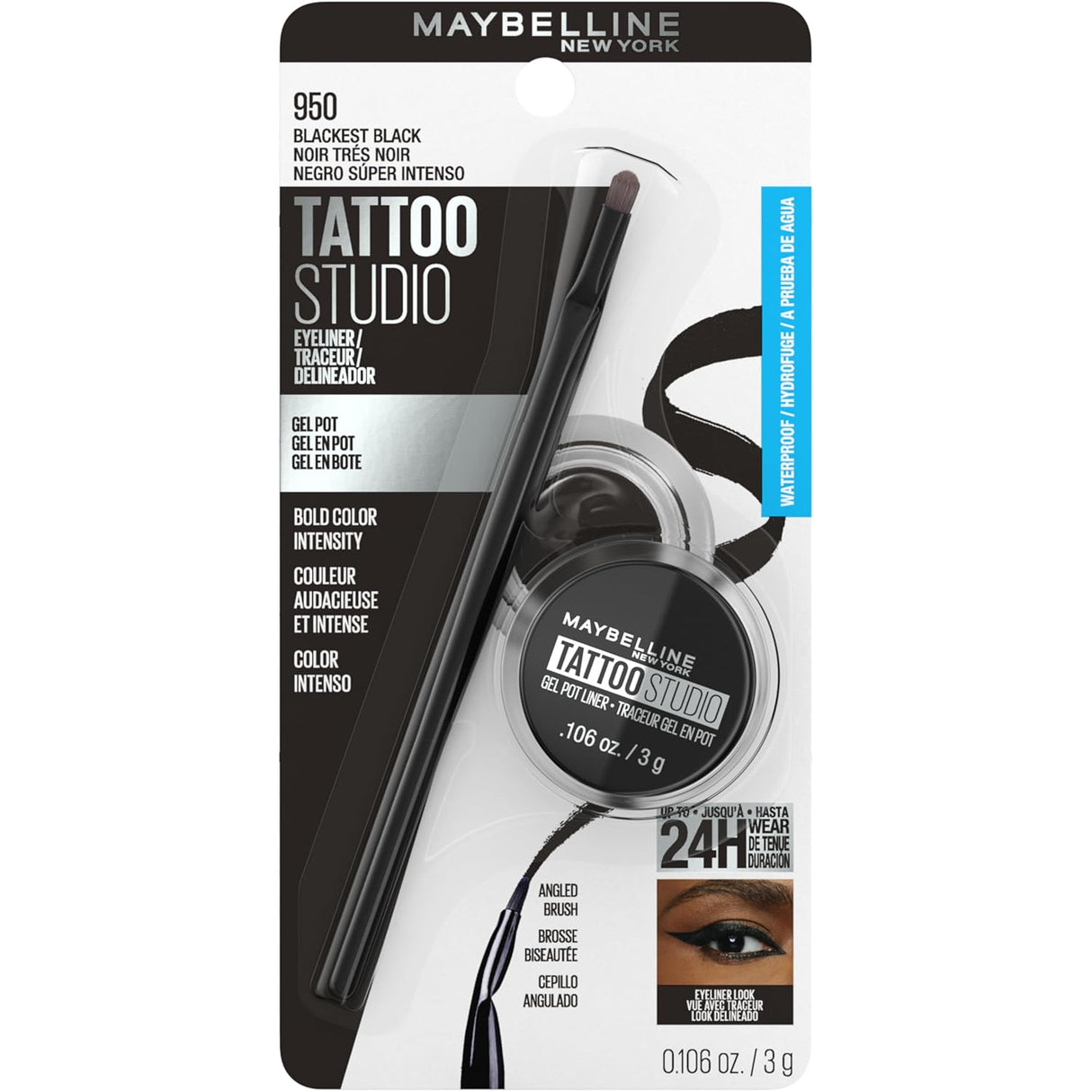 MAYBELLINE New York Tattoo Studio Gel Pot Eyeliner, 950 Blackest Black, 0.106 oz-041554220186-LR-205645-1-LR eShop