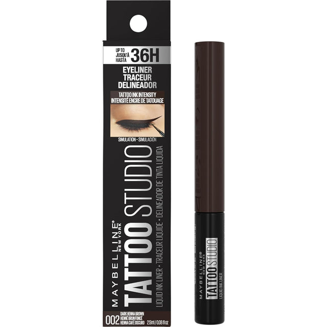 MAYBELLINE New York Tattoo Studio Liquid Ink Eyeliner Eye Makeup, 002 Dark Henna Brown, 0.08 oz-041554578799-LR-333895-1-LR eShop