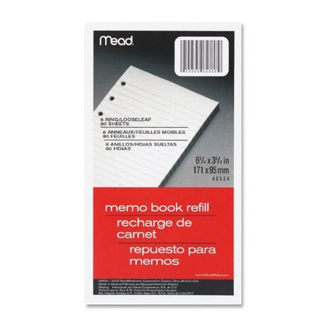Mead Memo Book Refill for 6 Ring Book - 3.75" X 6.75", 80 sheets-043100465348-LR-24273-1-LR eShop