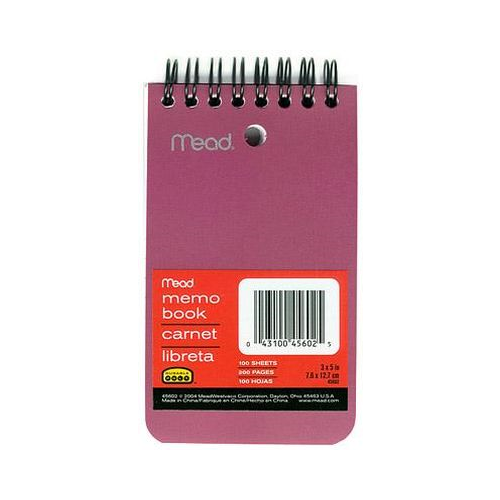 Mead® Poly Memo Book College Ruled, Topbound 3" x 5" Assorted Colors-043100456025-LR-185044-1-LR eShop