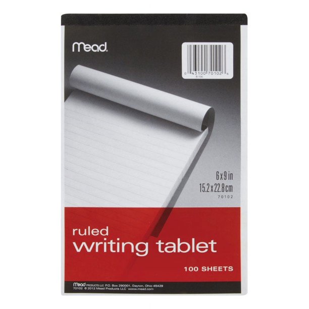 Mead Ruled Writing Tablet, 6" x 9" - 100 Sheets-043100701026-LR-31609-1-LR eShop